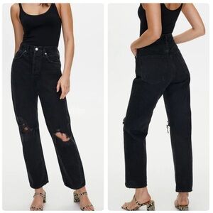 Aritzia AGOLDE 90s High Rise Distressed Black‎ Wash Jeans